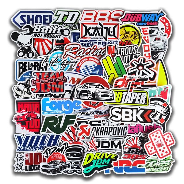 Araba Sticker 10 50 100pcs Serin Araba Stil JDM Modifikasyon Çıkartmaları Tampon Bisiklet Kaskı Motosiklet Karışık Vinil Çıkartmalar STICKE237T