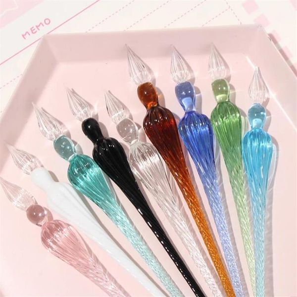 Handgefertigter Glas-Lampwork-Stift mit 3D-Blume im Inneren, Kristall-Stifthalter, tiefer Kalligraphie-Stift, Fülltinte, Füllfederhalter GC756250I