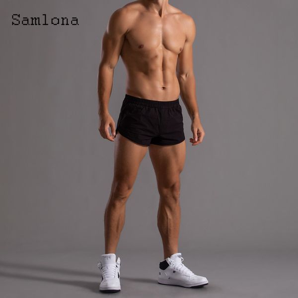 Samlona Pantaloncini per il tempo libero da uomo 2022 Summer New Sexy Pantaloncini skinny in vita elastica Taglie forti Pantaloni corti da spiaggia casual da uomo Nero Bianco