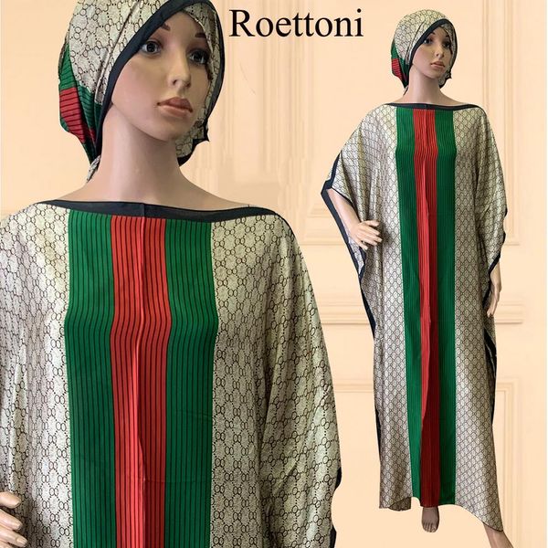 Costumi da bagno 2022 Nuovo stile di moda Oversize Abbigliamento donna africana Dubai Dashiki Abaya Formato libero Stampa Design con sciarpa Abito lungo allentato