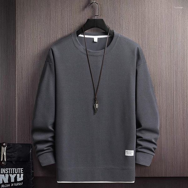 Felpe con cappuccio da uomo 2023 Primavera Uomo Waffle Moda manica lunga Soild Color Felpa Ricama Jogger Pullover Uomo XXXL