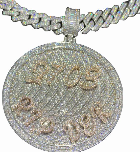 Maßgeschneiderter Iced Out VVS Moissanit 3D Kopf Anhänger Hip Hop Schmuck 925 Sterling Silber Anhänger Maßgeschneiderter Moissante Anhänger