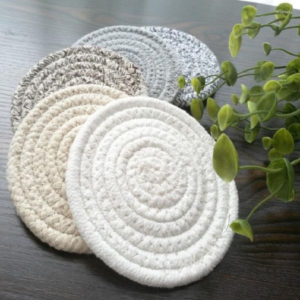 Tischsets, gestrickte Baumwoll-Leinen-Pad, runder Mattenständer für Tassen, rutschfeste Getränke-isolierte Tischsets, Küchenmöbel