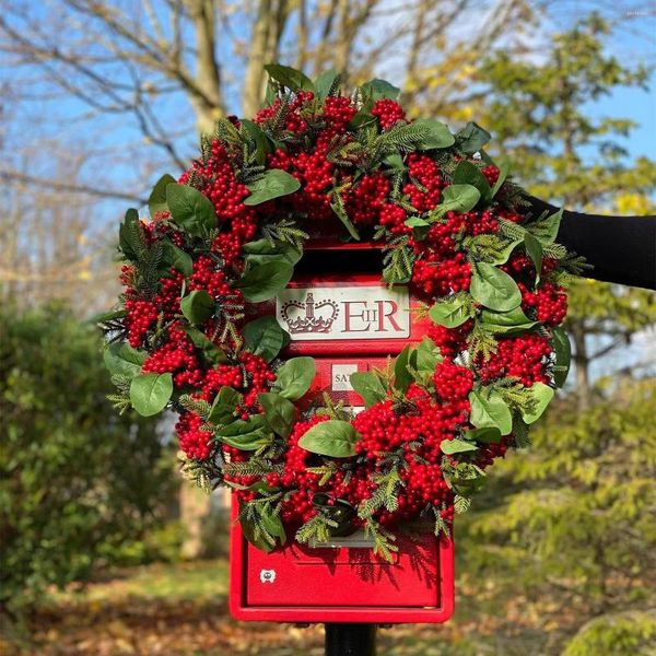 Flores decorativas guirlanda artificial decoração de porta da frente de natal de halloween para família decoração de casa ao ar livre