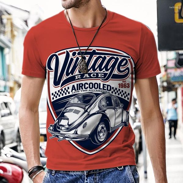 Männer T Shirts Sommer Vintage T-shirts Retro Auto Mode Tops 3D Gedruckt O Hals Übergroßen Kurzarm Harajuku Lustige mans Streetwear