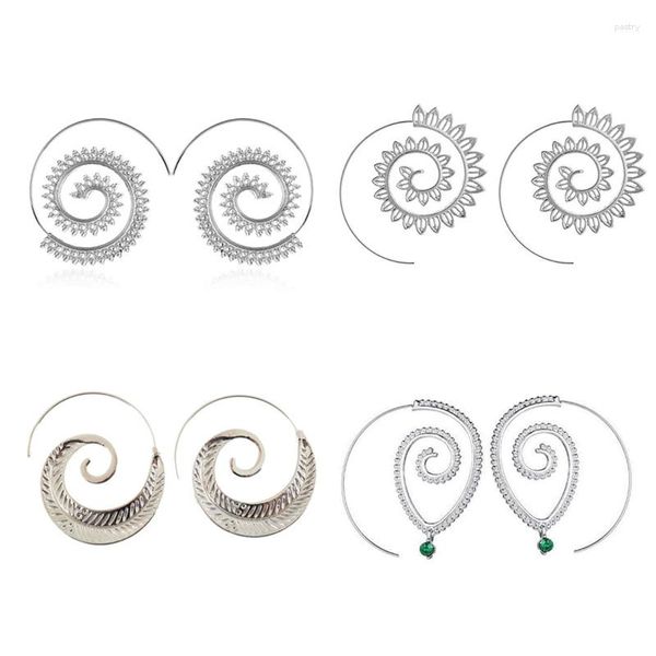 Dangle Küpeler Bohemya Etnik Geometrik Yuvarlak Spiral Damla Abartılı Aşk Kalp Dişli Kadınlar İçin Plaj Takı Hediyesi