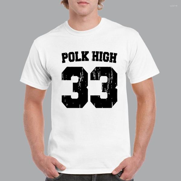 Camisetas masculinas Polk High 33 Hip Hop Letter T-Shirt Men respirável Oversize Shirt Roupas Verão Algodão Solto Casual Manga Curta Top