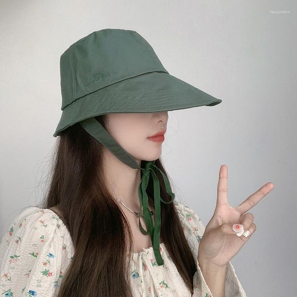 Berets Damen Strap Ties Eimer Hüte Frühling Sonnenschutz Panama Caps Outdoor Fischer Hut Damen Sommer Reise Strand Gorro