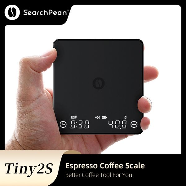 Balança Doméstica SearchPean Tiny2S Espresso Café Balança de Cozinha Mini Smart Timer USB 2kg 0 1g g oz ml Enviar Pad Homem Mulher Presente 230725
