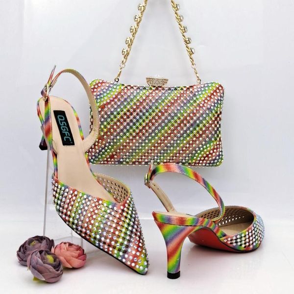 Scarpe eleganti Doershow Nice African And Bag Matching Set con vendita di donne italiane per feste HRF1-33