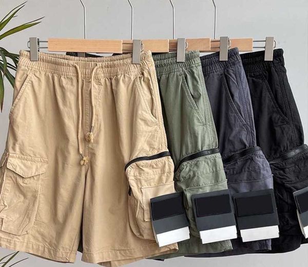 Mens Shorts Stones Island Designers Cargo Pants Badge Patches Summer Sweatpants Sports 2023ss Big Pocket Macacões Calças Zipper Tendência da Moda 657ess