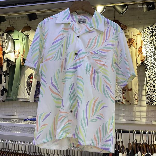 Camicie casual da uomo Estate Maria For Men Camicia hawaiana con stampa foglia a maniche corte allentata stile giapponese High Street