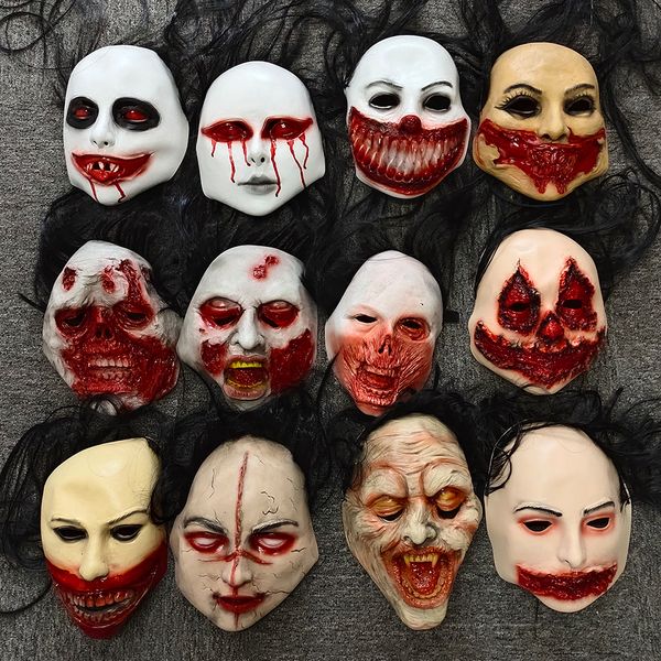 Máscaras de festa Halloween Máscaras assustadoras de zumbi sangrento Máscara de terror Acessórios de cosplay Desenhos de máscaras de látex de terror 230724