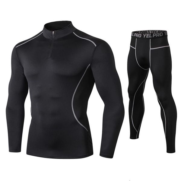 Gola alta Fanceey Winter Thermo Men Long Johns Thermal Clothing Kit Rashgard Roupa íntima de compressão esportiva308b