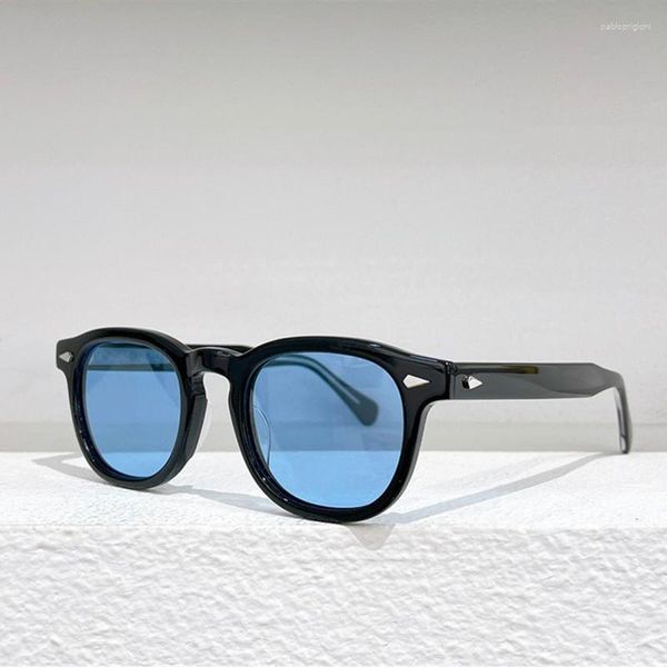 Óculos de sol Japonês Tvr 516 Vintage Cor Âmbar Tipo Redondo Para Homens e Mulheres Feitos à Mão Retro Acetato Espessura Óculos Solares