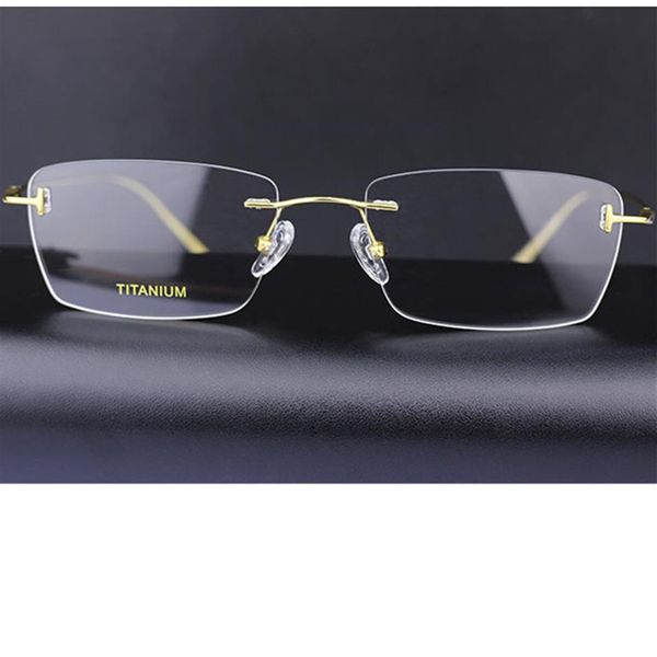 Neue leichte 567 Pure-Titanium Frame randlose Brille für Herren 54-18-145, norble rechteckige Business-Brille mit Sehstärke 196W