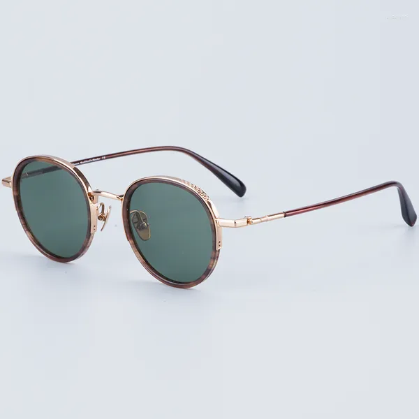 Солнцезащитные очки высококачественные титановые для мужчин классический винтажный стиль ретро Поляризованные круглые солнечные очки UV400