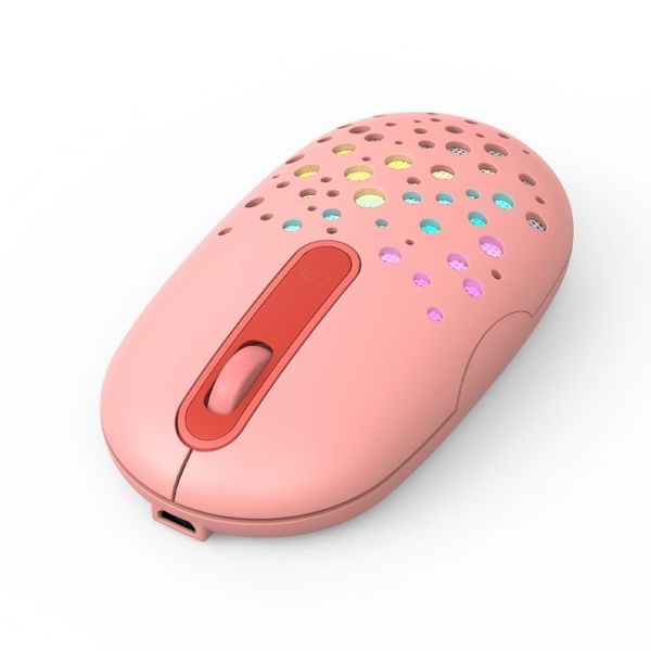 Mouse sem fio retroiluminado por LED para laptop, notebook, computador, recarregável, ergonômico, fino, silencioso, rosa, preto