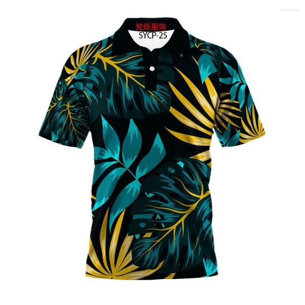 Polo da uomo estate unisex abbigliamento genitore-figlio stile hawaiano sciolto stampa 3D HD top sportivi moda manica corta camicia traspirante