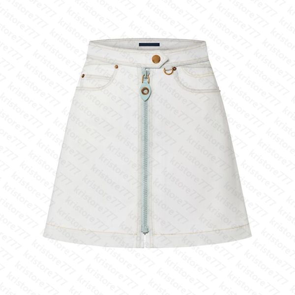 23 Verano Mujer Diseñador Faldas Algodón Blanqueado Denim Mini Falda Con Cremallera Niñas Mujer Vintage Milan Runway Marca High End Diseñador Personalizado Mini Hot Dress Outwear