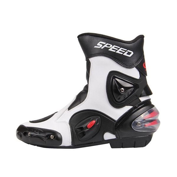 Botas de motocicleta de proteção de articulação do tornozelo Pro-Biker SPEED botas para motocicleta Corrida Motocross Botas PRETO VERMELHO BRANCO292j