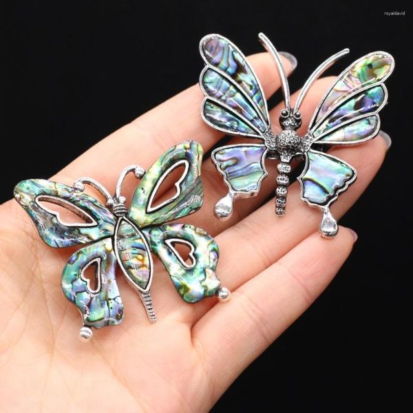 Broches Moda Natural Abalone Shell Pingente Requintado Forma de Borboleta Encantos Para Mulheres Menina Jóias Fazendo DIY Pins Mecklace