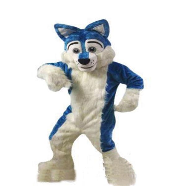 2019 direto da fábrica novo azul husky cão mascote traje cartoon cão lobo roupas personagem natal festa de halloween vestido extravagante229v