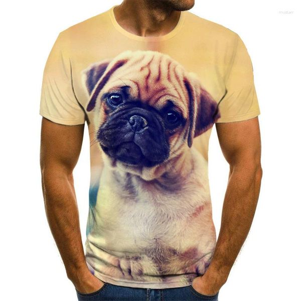 Camisetas masculinas Camisetas 3D Interessantes Tops O-neck Plus Size Streetwear Dog Pattern T-shirt Summer Casual