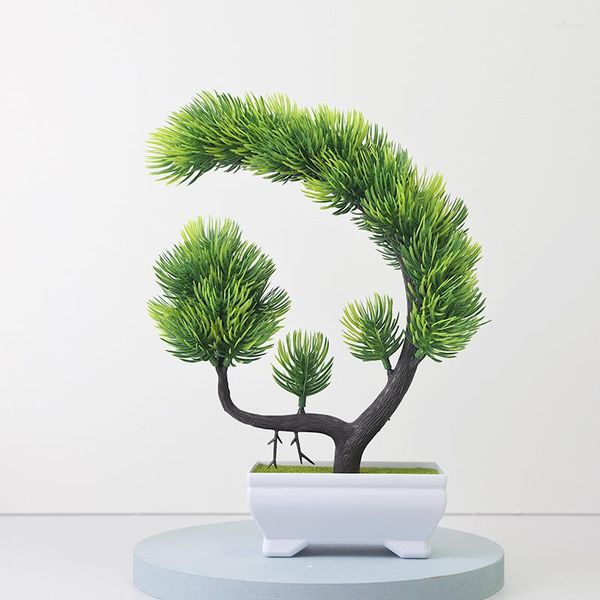 Fiori decorativi Simulazione di alberi di pino Pianta verde in plastica Set di fiori finti da tavolo in vaso Arredamento per la casa Decorazioni creative