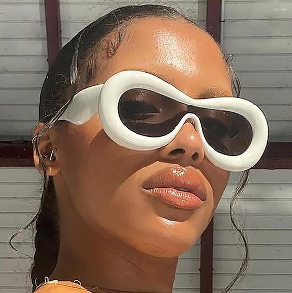 Óculos de sol superdimensionados estilo piloto uma peça óculos de cores doces moda feminina óculos de sol coloridos Y2k Eyewear