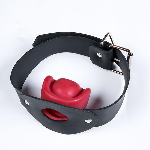 Игры для взрослых рабыни BDSM Бондаж открытый рот черный красный латекс мягкий дилатационный шарик для пар 210722200R