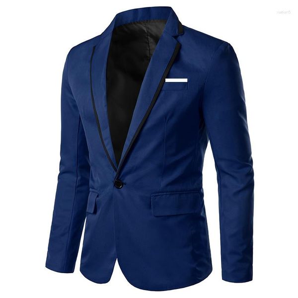 Ternos masculinos manga longa slim fit terno de cor sólida negócio casual casaco pequeno