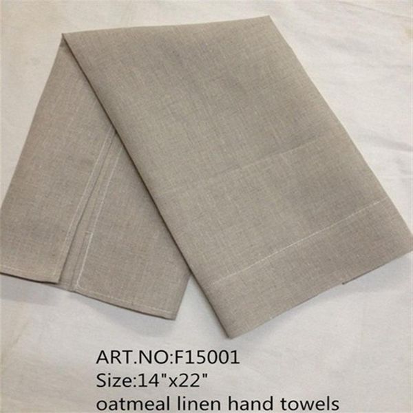 Tessili per la casa Classico stile americano 12PCS / lotto 14 x22 Bordi di cucitura color farina d'avena L'asciugamano in lino fa sentire ogni ospite 291E