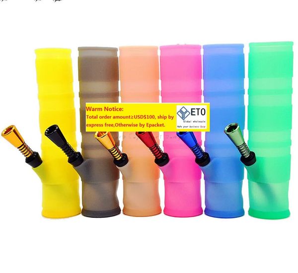 Bongs de água de silicone portáteis inquebráveis de 200 mm coloridos cachimbos de água para fumar cachimbos de água dobráveis bongos queimadores de óleo ferramenta Dab para fumar água LL