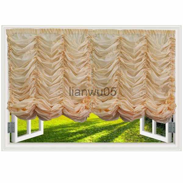 Tenda di lusso unica in oro e bianco Austria Tenda a sbuffo drappo a palloncino cieco velato tulle voile autoadesivo stile europeo L231129