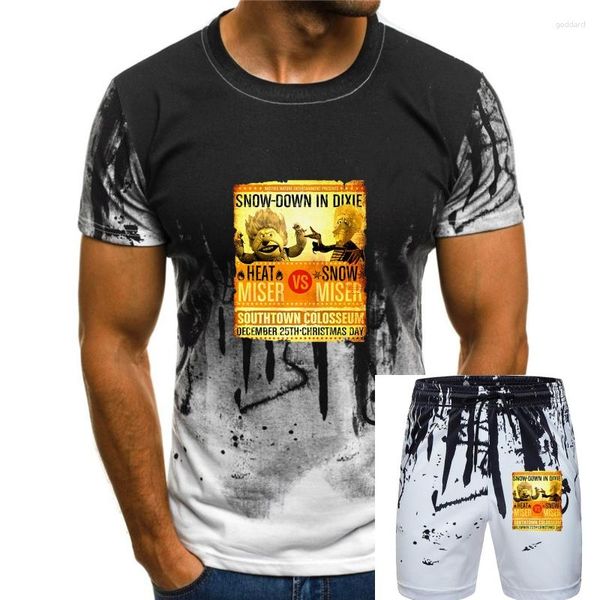 Herren-Trainingsanzüge, Snow Miser Vs Heat T-Shirt, Jahr ohne Weihnachtsmann, Weihnachten, Retro-T-Shirt, Neuheit, coole Tops, lockeres schwarzes T-Shirt