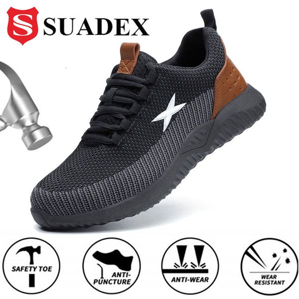 Sapatos sociais SUADEX Trabalho de segurança masculino com biqueira de aço Botas de construção respirável Calçado 230726