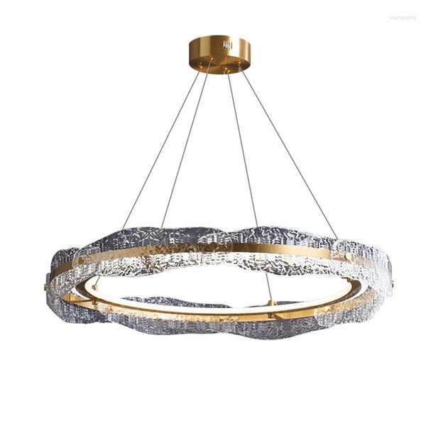 Luminárias pendentes luz pós-moderna luxo sala de estar simples quarto redondo jantar todo cobre e lanternas lustre de designer