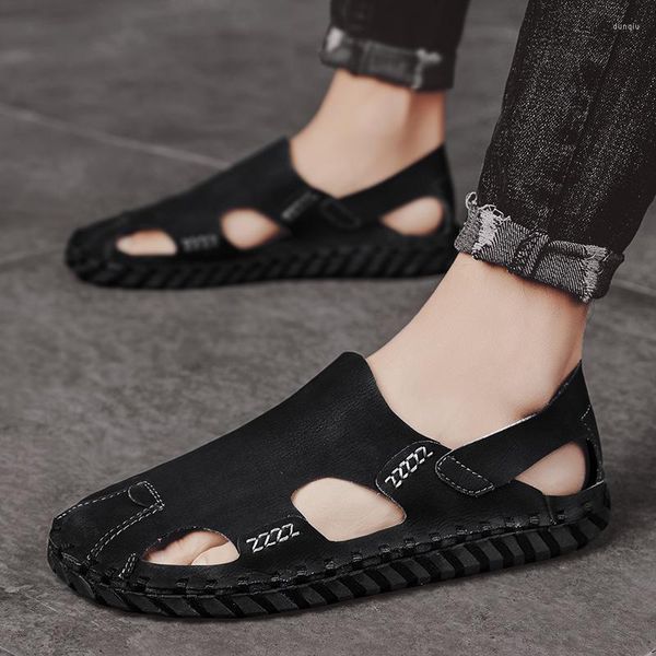 Toe Erkekler Kapalı Plaj Sandalet S Yaz Sıraslı Daireler Ayakkabı Çilek Yumuşak Sole Slip Slip Beefable Dış Mekan Cloed Caual Düz Ayakkabı 408 Sandal 5 Ummer Çörekler Of Ole Dudak Çapa