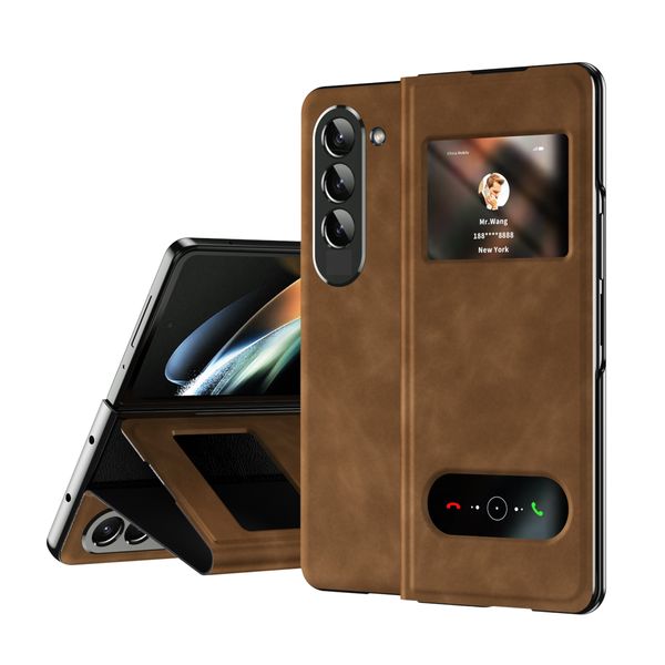 Flip Book Custodie per Samsung Galaxy Fold 5 Custodia Magnetic Window View Stand Portafoglio Custodia protettiva in pelle