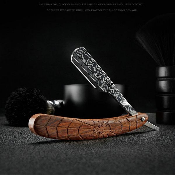 Lâminas de barbear de madeira aparador manual barbeador profissional de aço inoxidável afiado navalha de barbear dobrável faca de barbear corte de barba 230725
