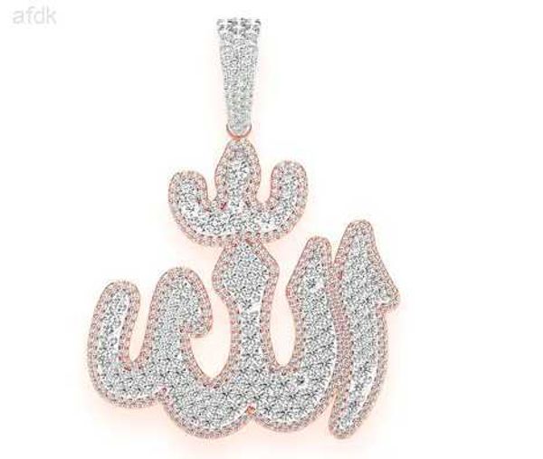 Diamante cultivado em laboratório Grande camada dupla Pingente Alá Ouro rosa 14k Preço de atacado de fábrica Jóias hip hop Design clássico mais recente