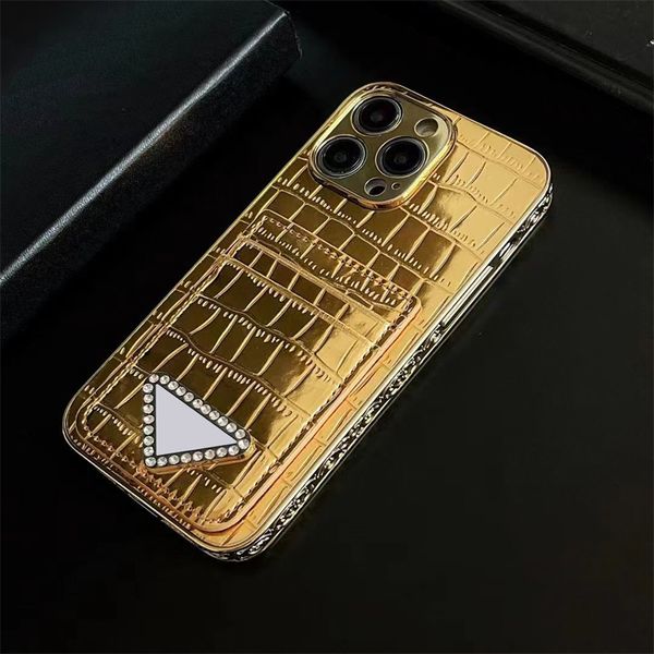 Caso de telefone de bolso de cartão Designers Capa de iphone para iphone 11 12 13 14 pro max 14plus 7plus 8 xs xr capa padrão crocodilo