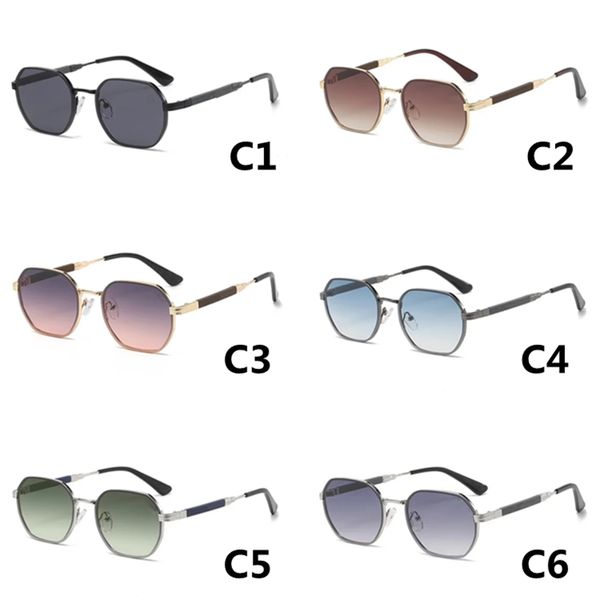 Occhiali da sole con montatura in metallo poligonale Uomo Donna Occhiali da sole dal design di lusso Occhiali da sole femminili Gafas De Sol UV400