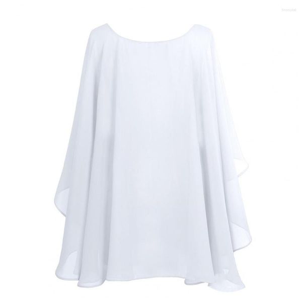 Schals Dünner Pullover-Schal Modisches Damen-Chiffon-Elegantes Kleid mit unregelmäßigem Saum und Sling Stilvoller O-Ausschnitt