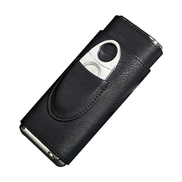 Zigarrenholster Humidor Tragbares Zigarrenetui Rohr Senden Edelstahl Zigarrenschneider Set Druck Handgefertigtes Leder Spot Goods