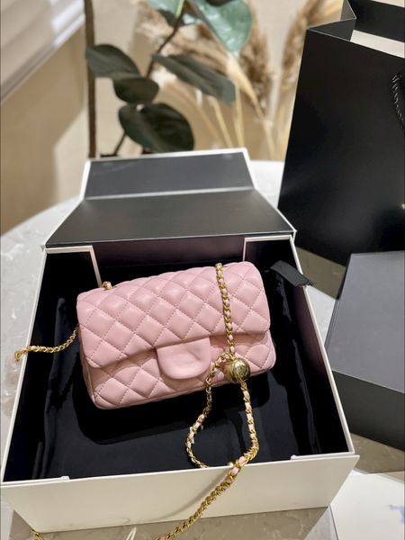 Bolsa de mão de luxo Bolsa tiracolo Bolsa de grife Bolsa CC Mini Bolsa preta rosa Bolsa de ferragens dourada Bolsa tipo estilingue feminina Carteira clássica com aba de marca Bolsa tiracolo pequena WOC Bolsa tiracolo pequena