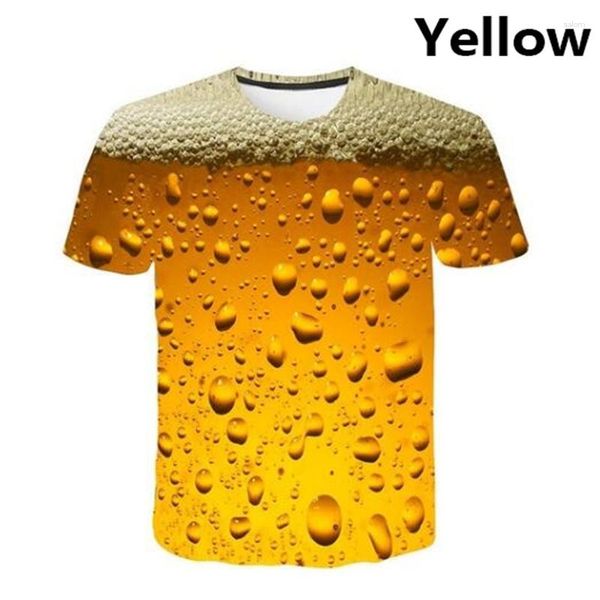 Camisetas masculinas Summer Cool Fashion 3D Beer Printing T-shirt Personality Graphic Tee Casual Manga Curta Tops Plus Size 2XS-6XL