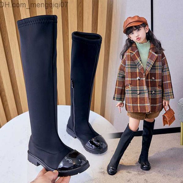 Turnschuhe Mädchen Mode Stiefel Stoff Baumwolle Warm Dicke Herbst Winter Kinder Stiefel Kniehohe Schwarz Kinder Stiefel 23-37 Mode Z230726