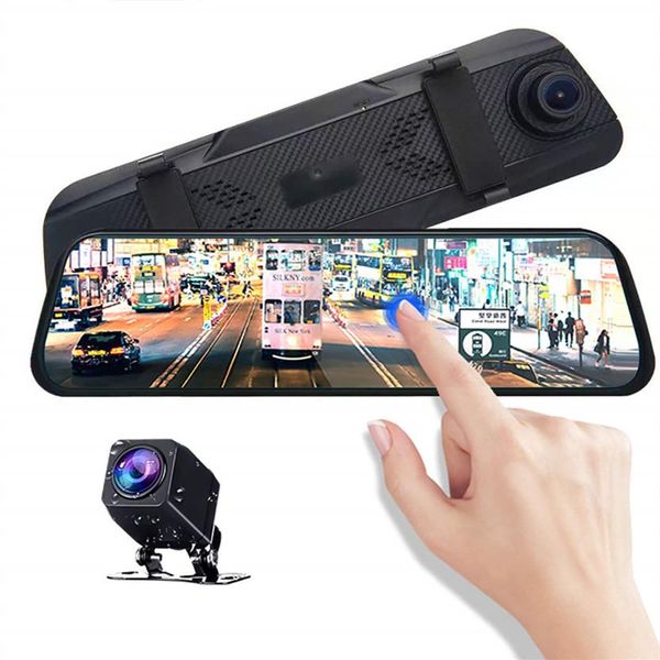 10 büyük dokunmatik ekran aracı DVR ayna akışı medya Dashcam dikiz görüntüleme video kaydedici ön 170 ° arka 140 ° geniş açılı gece görüşü244r